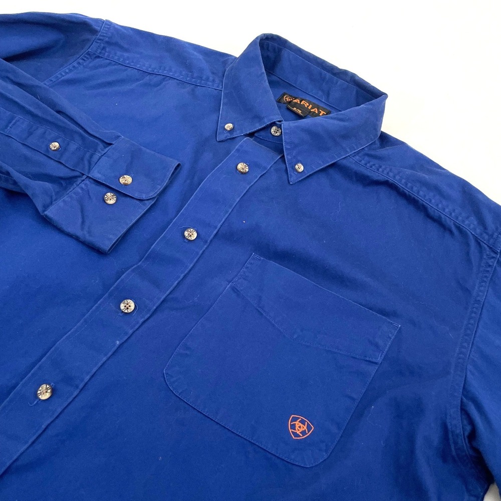 Ariat Button Down Shirt Mens XL Blue Long Sleeve Twill Western 10006660
